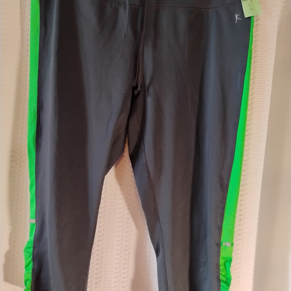 Gray and Green Athletic Leggings